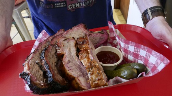 Smoked beef brisket from Hughes Barbecue.