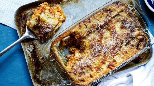 Slow-cooked bolognese lasagne.