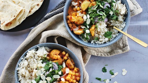 Creamy potato and chickpea curry.