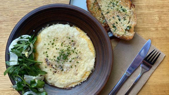 Omelette Arnold Bennett featuring hot-smoked trout.