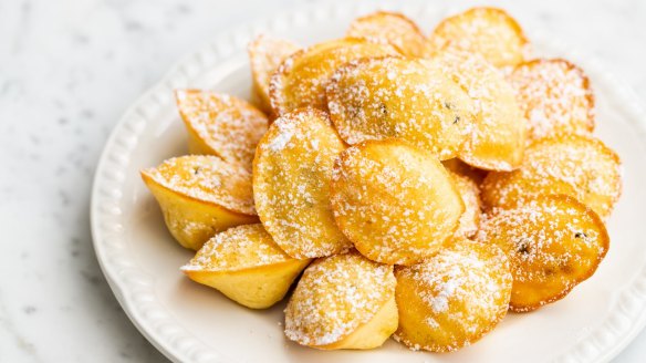 Mini passionfruit madeleines.