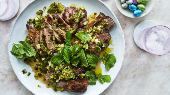 This lamb leg can also be roasted in the oven if the weather is too cold for a barbecue.