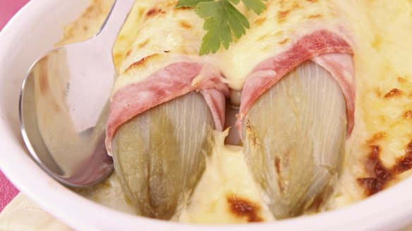 Braised chicory au gratin.