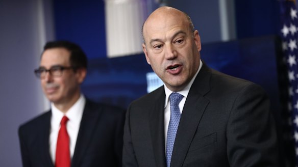 Gary Cohn, director of the US National Economic Council, alongside Treasury Secretary Steve Mnuchin.