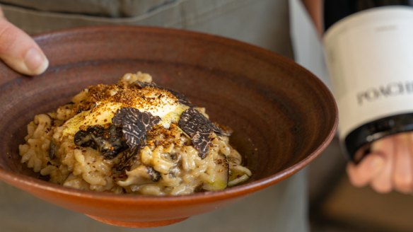 Mushroom risotto with locally grown truffles at Poachers restaurant. 