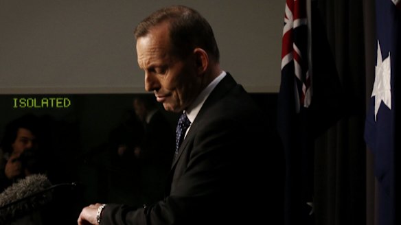 Prime Minister Tony Abbott during his late night press conference on Tuesday.