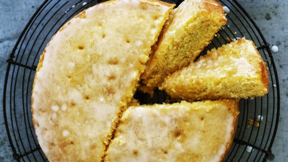 Triple-hit: Lemon cake with lemon syrup and glaze.