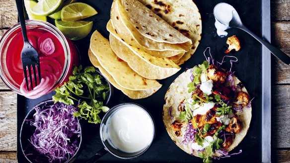 Chipotle chicken and cauliflower tacos.