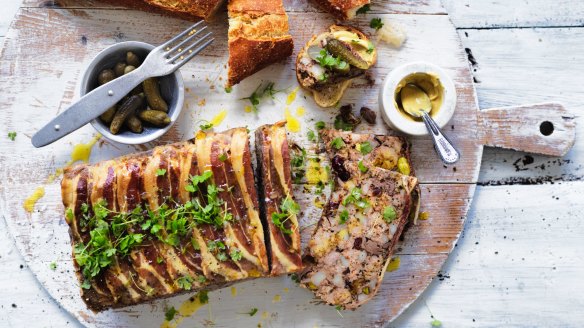 Jill Dupleix's pork belly, pistachio and cranberry terrine. 