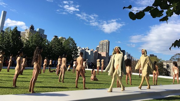 For the last four seasons, West has showcased variations of basics - hoodies, baggy pants, leggings and Spanx-like beige underwear.