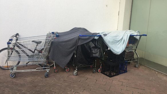 Remains of the "camp" behind the Unting Church in January, after most members dispersed.