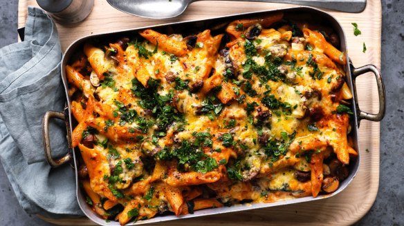 This stroganoff-inspired pasta bake skips the beef.