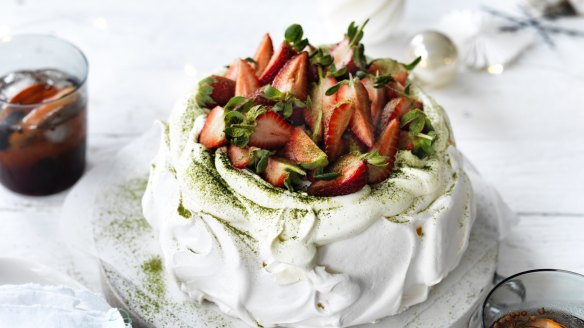 Strawberry matcha pavlova.