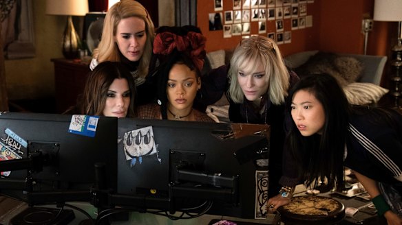 Sandra Bullock Sarah Paulson, Rihanna, Cate Blanchett and Awkwafina in Ocean's 8.