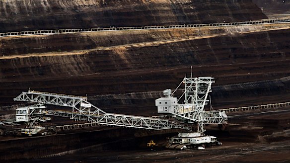 A giant dredging machine at work in the brown coal mine at Loy Yang in the Latrobe Valley.