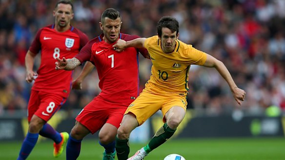 Big performance: Robbie Kruse was one of the best for the Socceroos in their 2-1 loss to England.