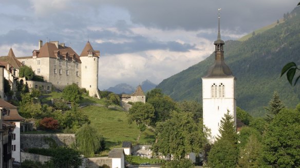Gruyeres castle and church, Switzerland.