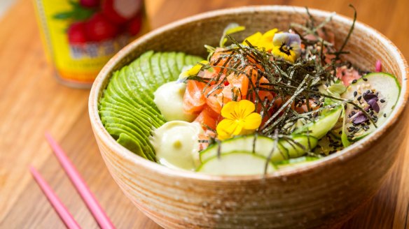 The salmon poke bowl.