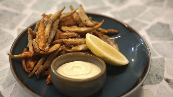 Deep-fried Fremantle whitebait dusted in espelette pepper.