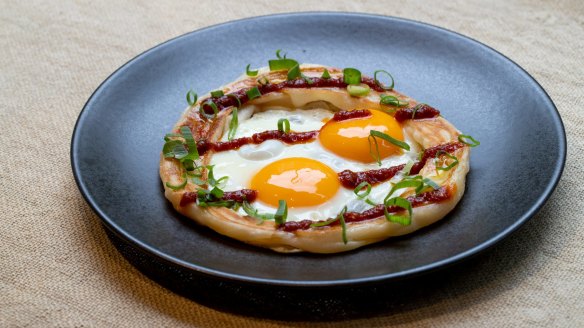 Sarang burung, a street breakfast, is the cafe's version of fried eggs on toast.
