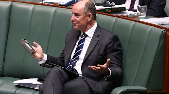 Minister Stuart Robert during question time on Monday.