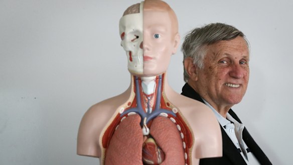 John Marsden in the science lab of the new arts-based secondary school, the Alice Miller School in Macedon. 