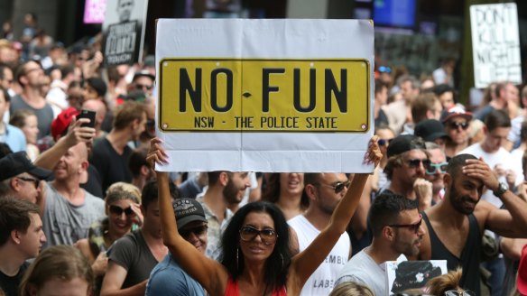 No fun: A Keep Sydney Open rally in 2016.