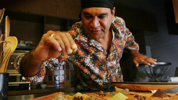 Chef Mark Olive cooks with native herbs. 