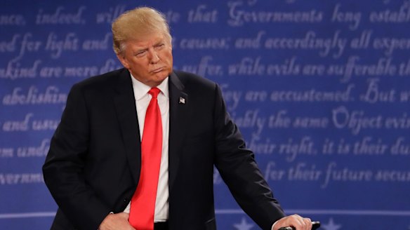 Intense scrutiny: Donald Trump at the second presidential debate.