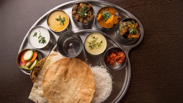 North Indian thali at Taj Indian Sweets and Restaurant, Harris Park.