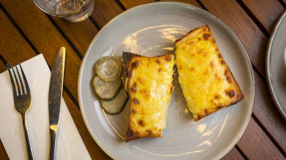The cheese on toast (truffle optional) at Lokall cafe in Burnley. 