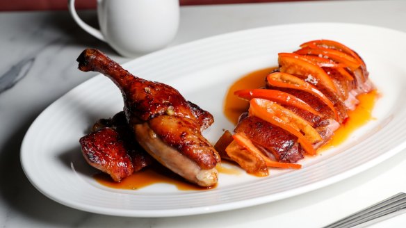 Go-to dish: Tathra Place half rotisserie duck with persimmon.