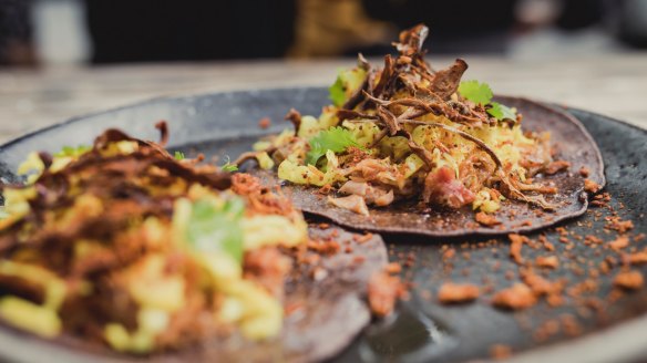 Barrio's Caribbean-style beef tacos. 