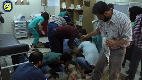 A broad coalition of Syrian rebels denounced international negotiations for peace as "meaningless" on Sunday, as more bombs rained on Aleppo.