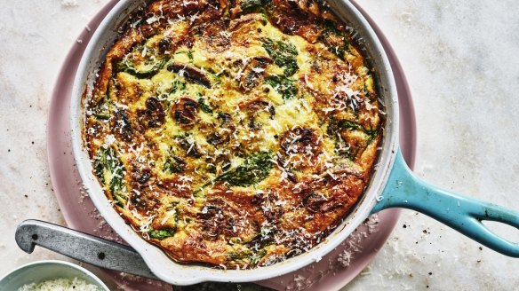 Mushroom and spinach frittata.