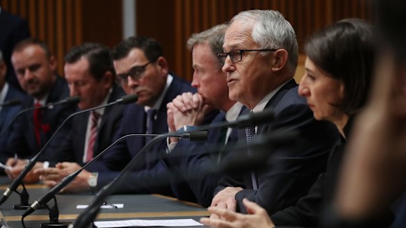 Prime Minister Malcolm Turnbull with premiers and chief ministers in Canberra.