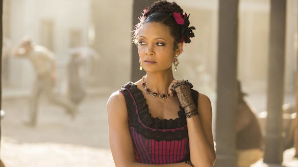 Thandie Newton, the robot brothel madam Maeve Millay in Westworld.