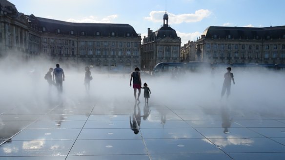 Miroir d'eau in Bordeaux - a water mirror that reflects the grand Place de Bourse.
