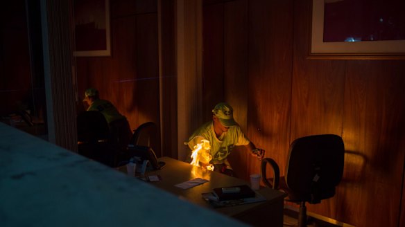 Protesters set fire to furniture at the Ministry of Agriculture in Brasilia.