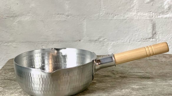 Saucepan: I love this pan (Akao Yukihira-nabe aluminium pan). It's lightweight and is great for making dashi and simmered dishes. $65, cibi.com.au