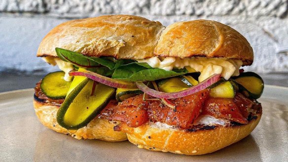 Coming soon from Comma: Salmon pastrami bagels.