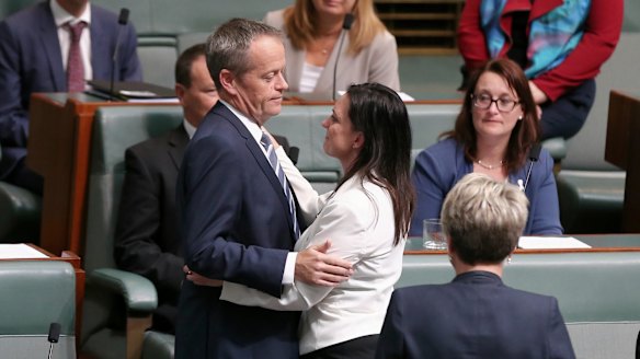 Opposition Leader Bill Shorten with Ms Husar after her speech.