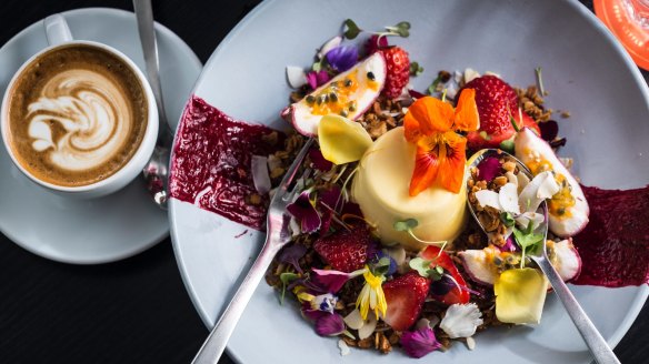 Go-to dish: Mango and saffron panna cotta with granola.