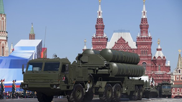 Russia has robust missile capabilities as well. A Russian S-400 air defence missile system seen during a military parade in Red Square.