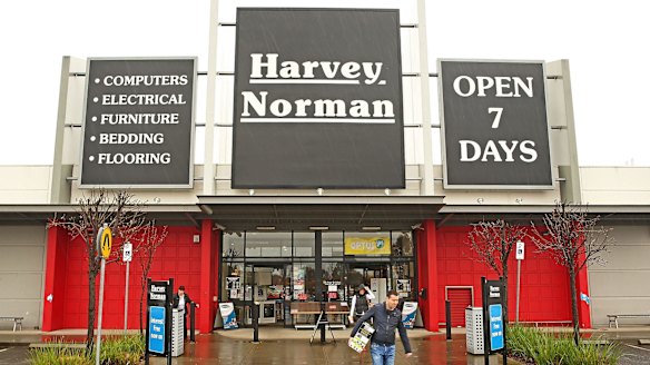 Gerry Harvey released 10-month sales figures for his retail network, showing 5.5 per cent total growth in total sales.