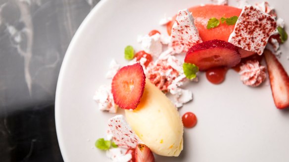 The strawberries and cream dessert.