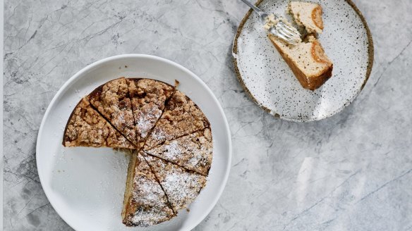 Apricot crumble cake.