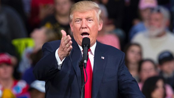 Republican presidential candidate Donald Trump speaks during a campaign rally.