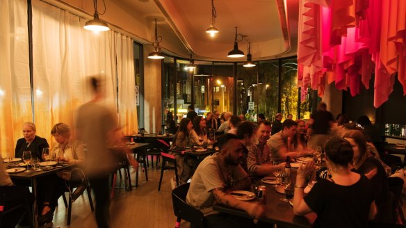 Hanging pink textiles have ramped up the personality at Etelek, in the former Bar Brose site.