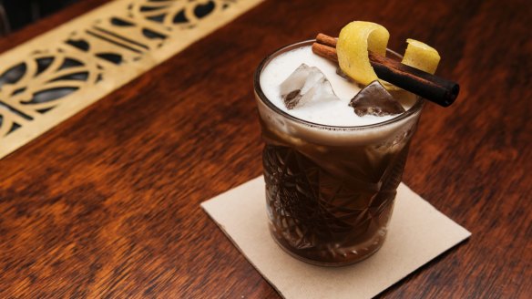 The old grogram cocktail, featuring stout and house-made spiced rum. 